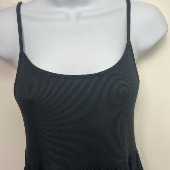Wild Fable, Black Ribbed, Spaghetti strapped Sundress, rounded bottom Sz M - Picture 2 of 9